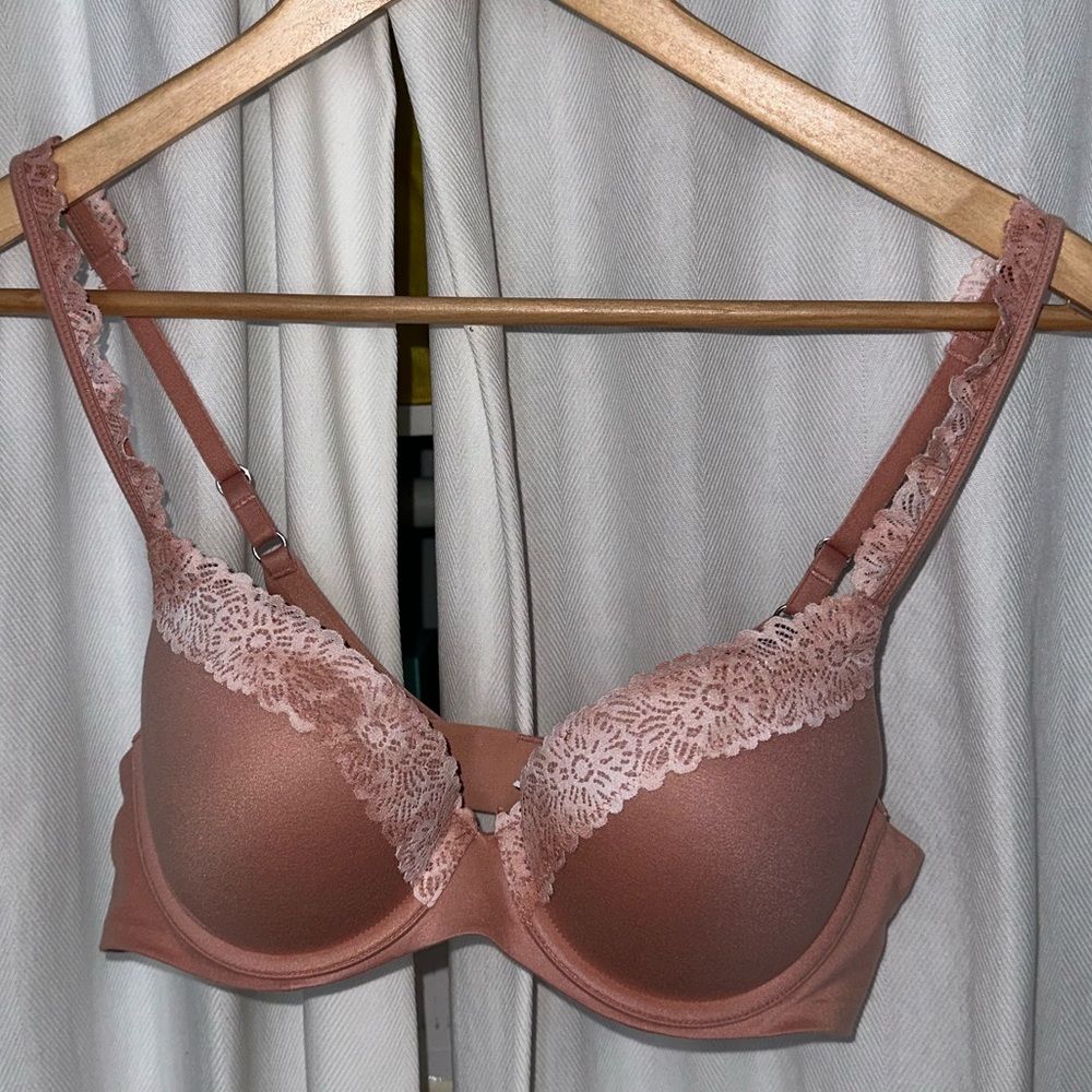 Aerie Real Sunnie Demi Push Up Blossom Lace Trim Bra Size 34B NWOT
